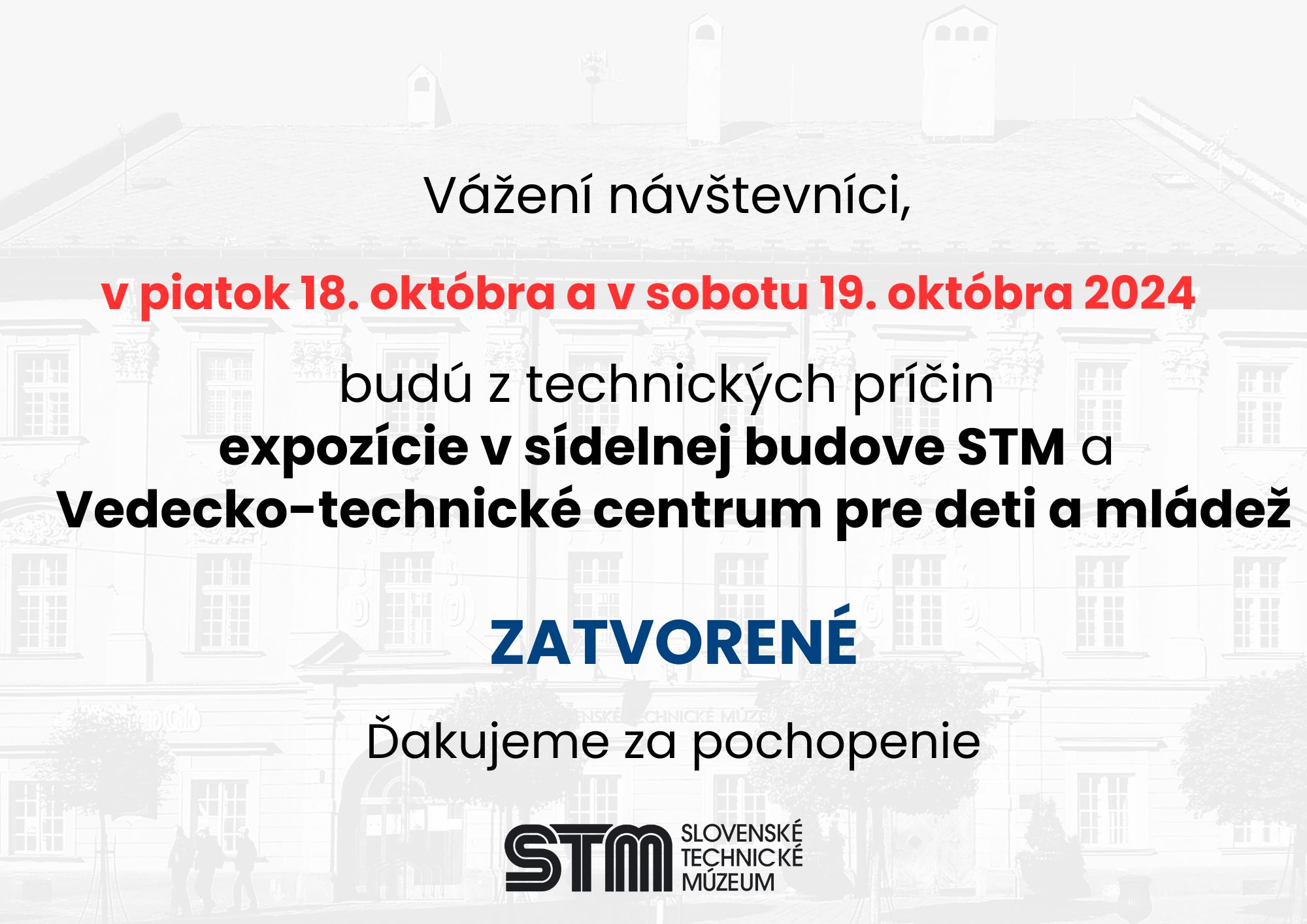 Slovenské technické múzeum: Sídelná budova v Košiciach – otváracie hodiny + vstupné