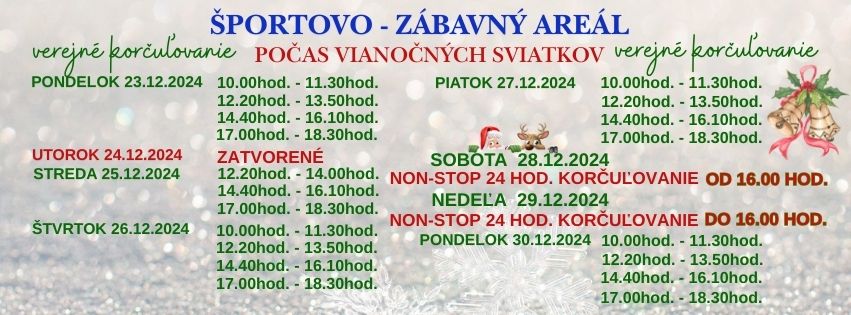 Športovo – zábavný areál Alejová: Verejné korčuľovanie ❄️⛸ 📍