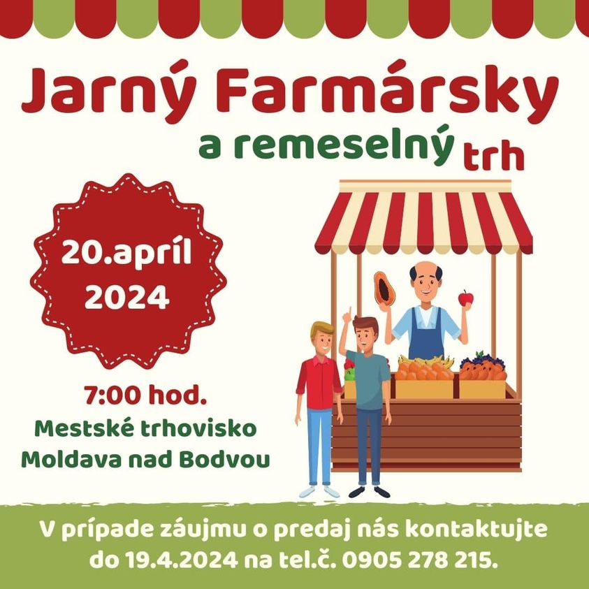 FARMÁRSKY A REMESELNÝ TRH  na mestskom trhovisku v Moldave nad Bodvou